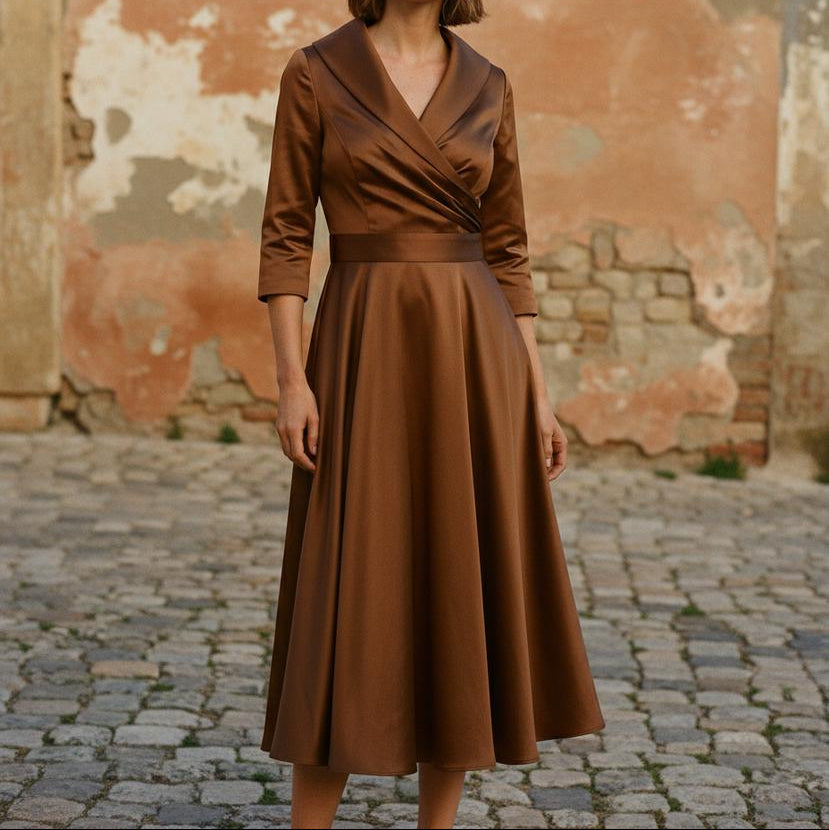 Halomi | Elegantes Wickelkleid mit breitem Kragen