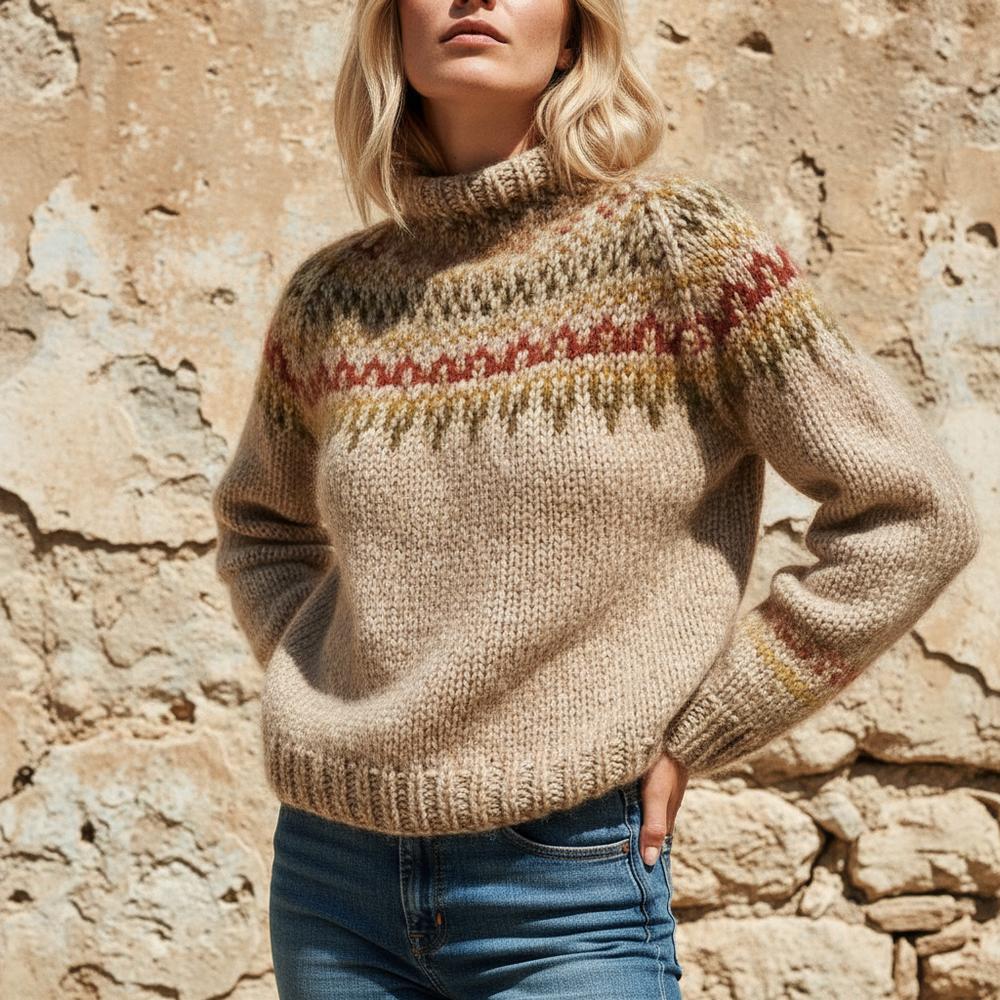 Vanal | Mehrfarbiger Grobstrick Rollkragenpullover