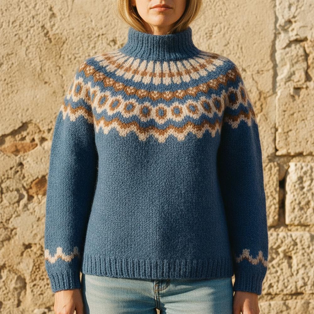 Lolan | Gemusterter Gestrickter Rollkragenpullover