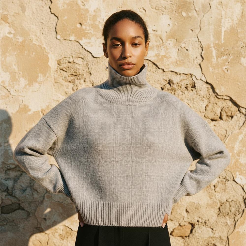 Lamor | Gerippter Weiter Rollkragenpullover