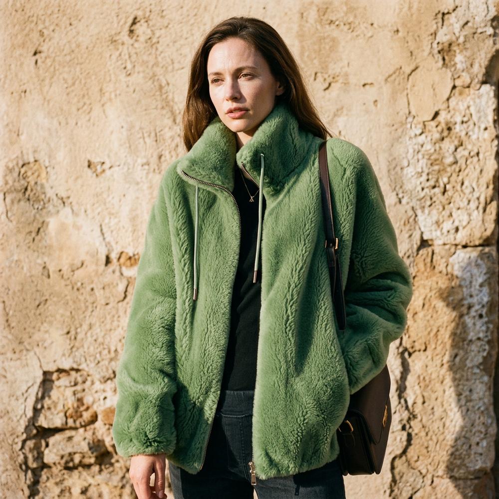 Alrel | Plüsch Stehkragen Jacke