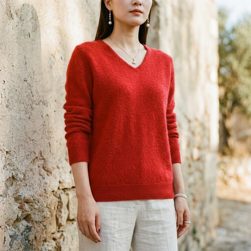 Malin | V-Ausschnitt Feinstrick Pullover