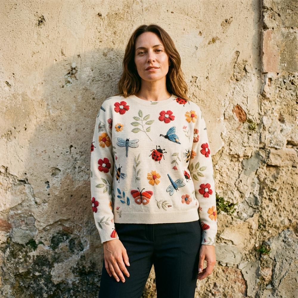 Lesen | Bestickter Gestrickter Pullover