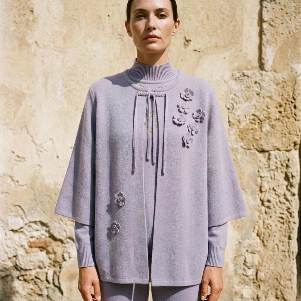 Talen | Applizierte Offene Strickjacke