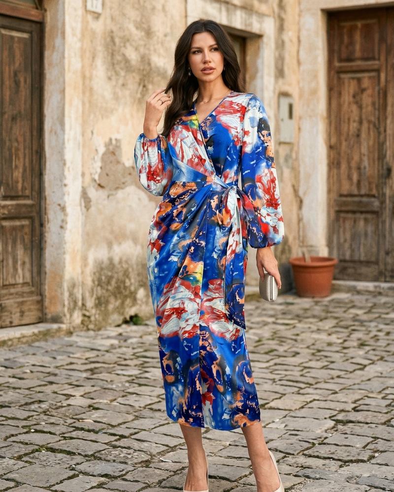 Macys Wear - Vehal | Gewickeltes Satin Kleid Damen