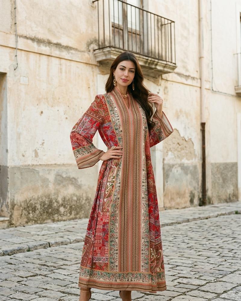 Macys Wear - Keran | Gemusterte Langärmlige Tunika Damen