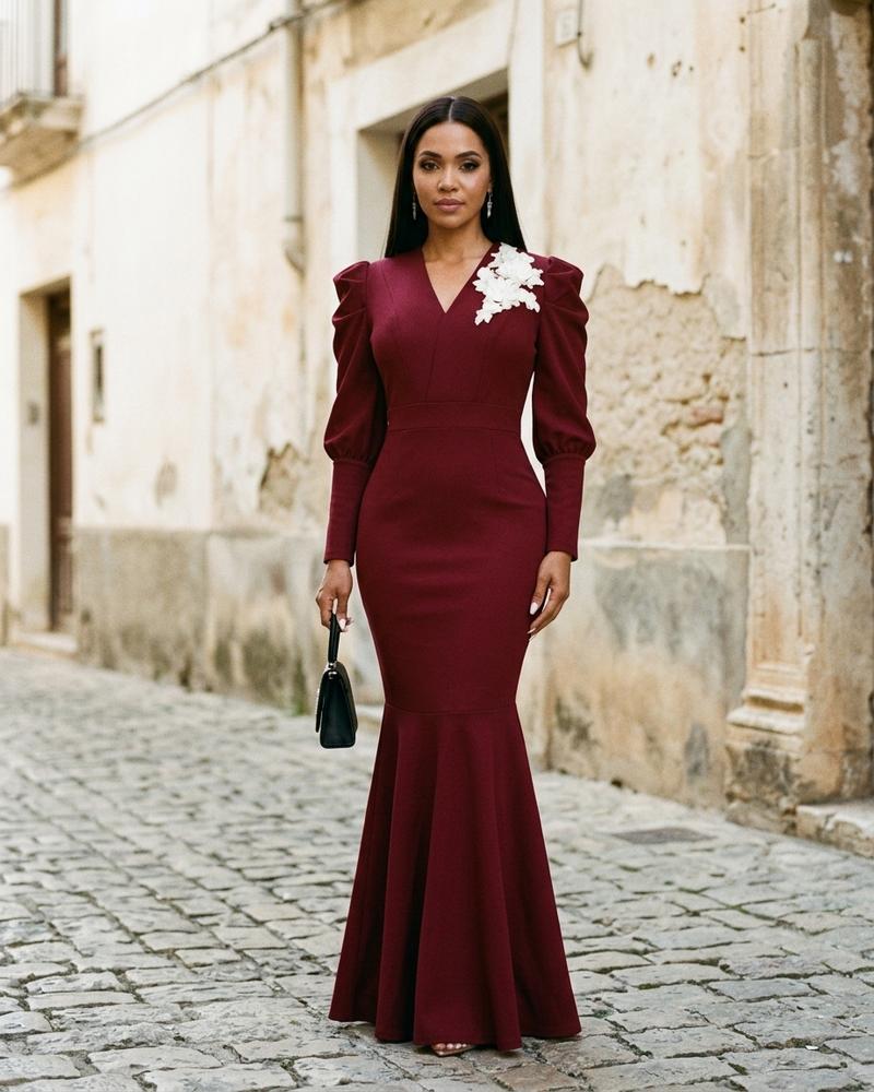 Macys Wear - Nodar | Puffärmeliges Tailliertes Kleid Damen