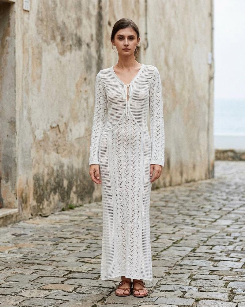 Macys Wear - Zeron | Durchbrochen Langärmlig Kleid Damen