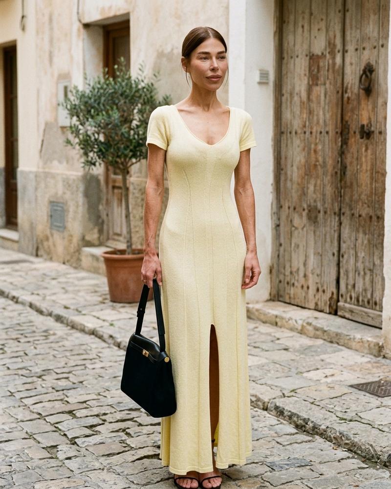 Macys Wear - Mitor | Kurzärmliges Geripptes Kleid Damen