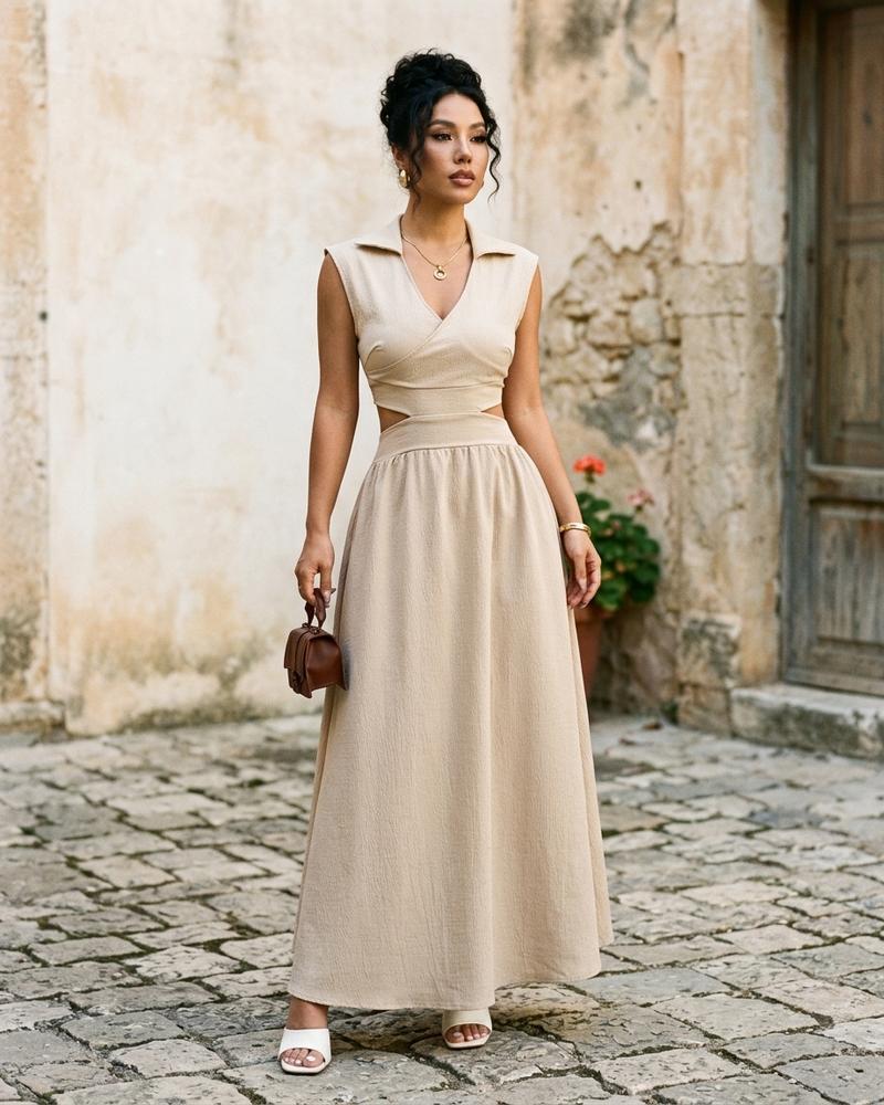 Macys Wear - Vedan | Ärmellos Ausgeschnitten Kleid Damen