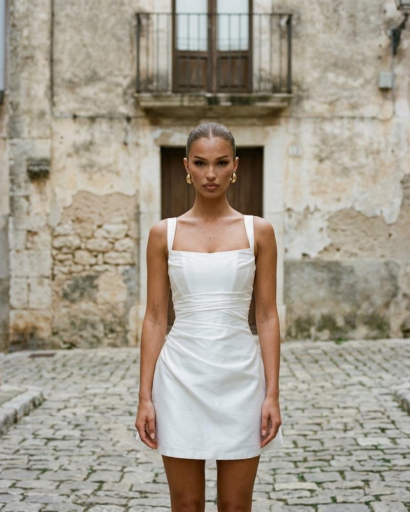 Macys Wear - Sarel | Satiniert Gerafft Kleid Damen