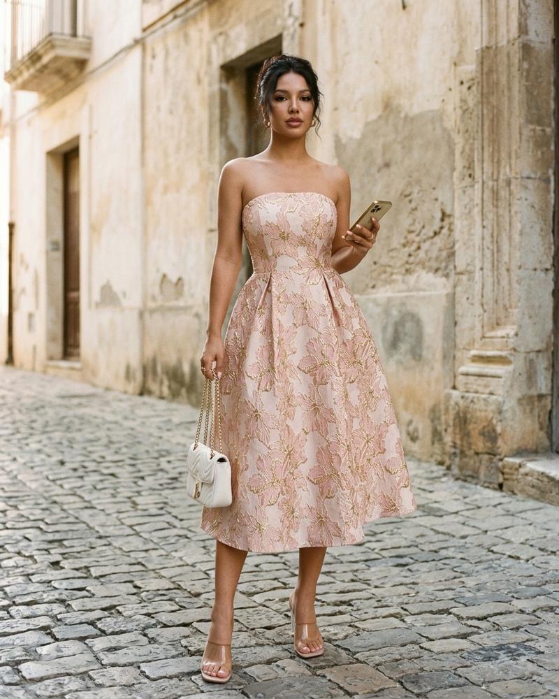 Macys Wear - Samor | Trägerlos Strukturiert Kleid Damen