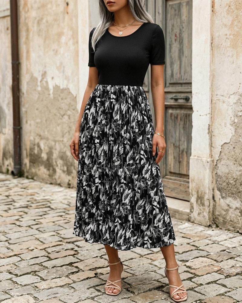 Macys Wear - Nesel | Zweifarbiges Plissiertes Kleid Damen