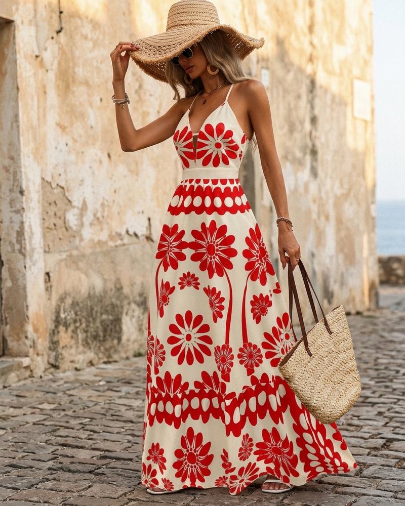 Macys Wear - Kesel | Geblümt Bodenlang Kleid Damen