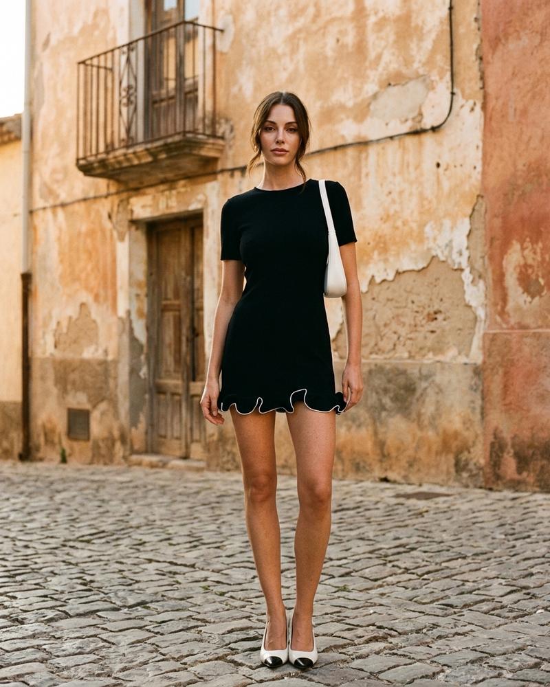 Macys Wear - Rinor | Kurzärmliges Gerüschtes Kleid Damen