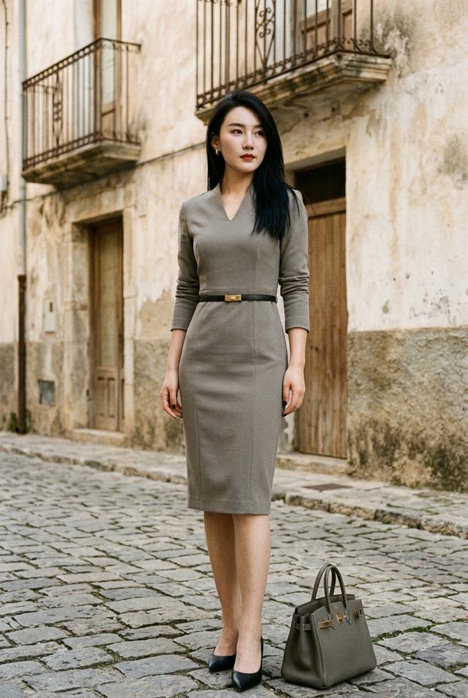 Macys Wear - Arzan | Tailliertes Gegürtetes Kleid Damen