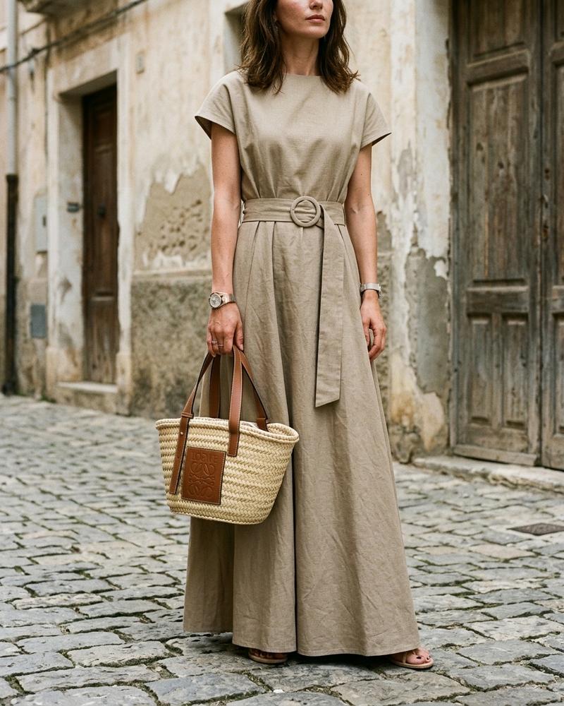 Macys Wear - Alhal | Kurzärmliges Bodenlanges Kleid Damen