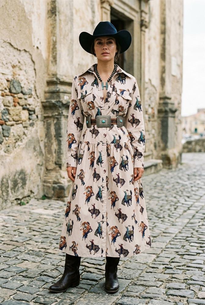 Macys Wear - Cadar | Langärmliges Gemustertes Kleid Damen