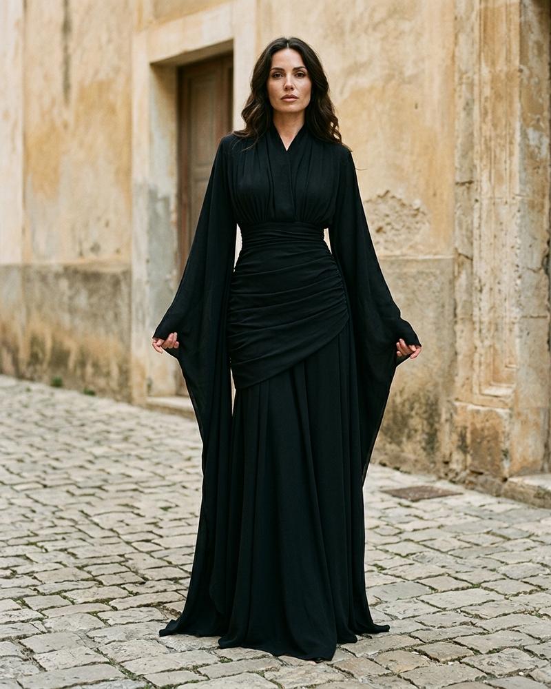 Macys Wear - Lomar | Gerafft Langärmlig Kleid Damen