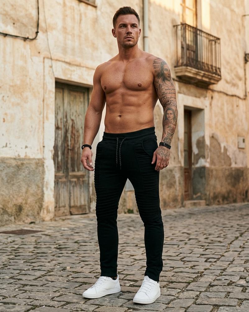 Macys Wear - Nonor | Gerafft Schmal Geschnitten Hose Herren