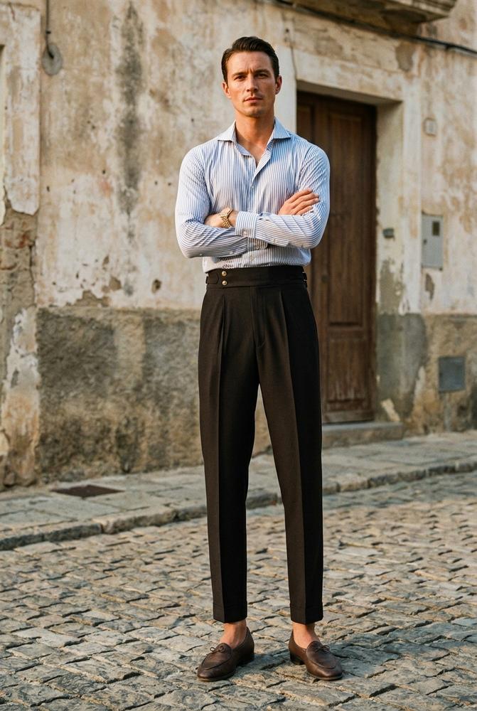 Macys Wear - Eaduv | Hochtailliert Plissiert Hose Herren