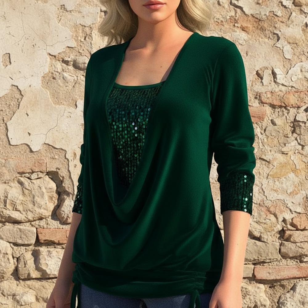 Ilado | Damen Bluse mit langen Ärmeln und Pailletten