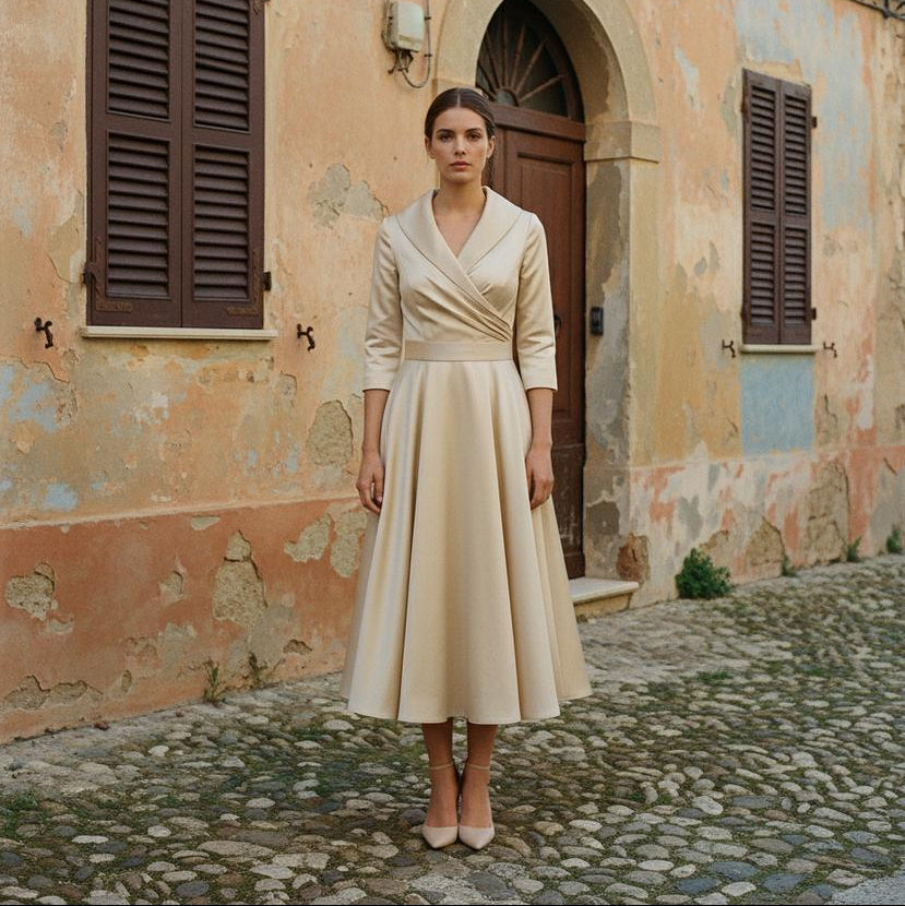 Halomi | Elegantes Wickelkleid mit breitem Kragen