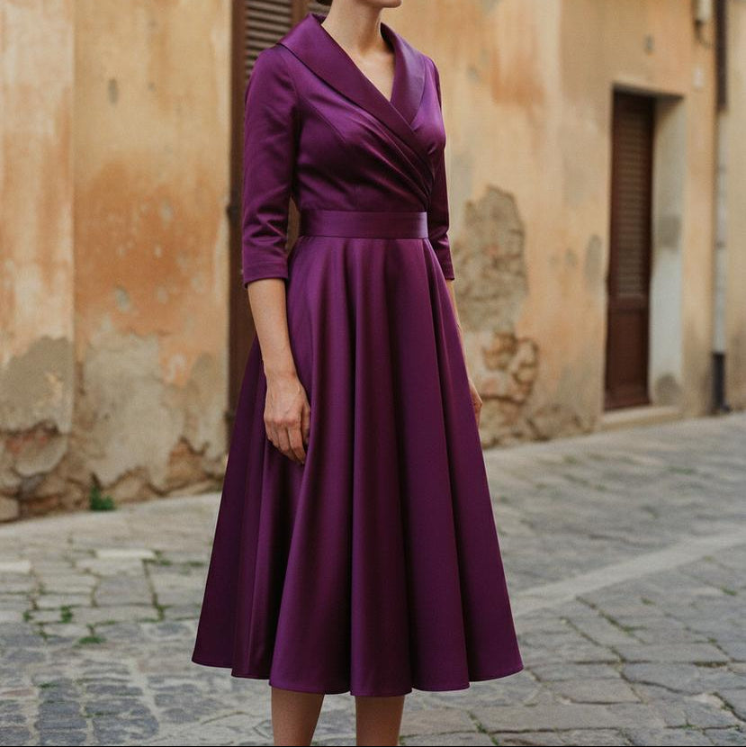 Halomi | Elegantes Wickelkleid mit breitem Kragen