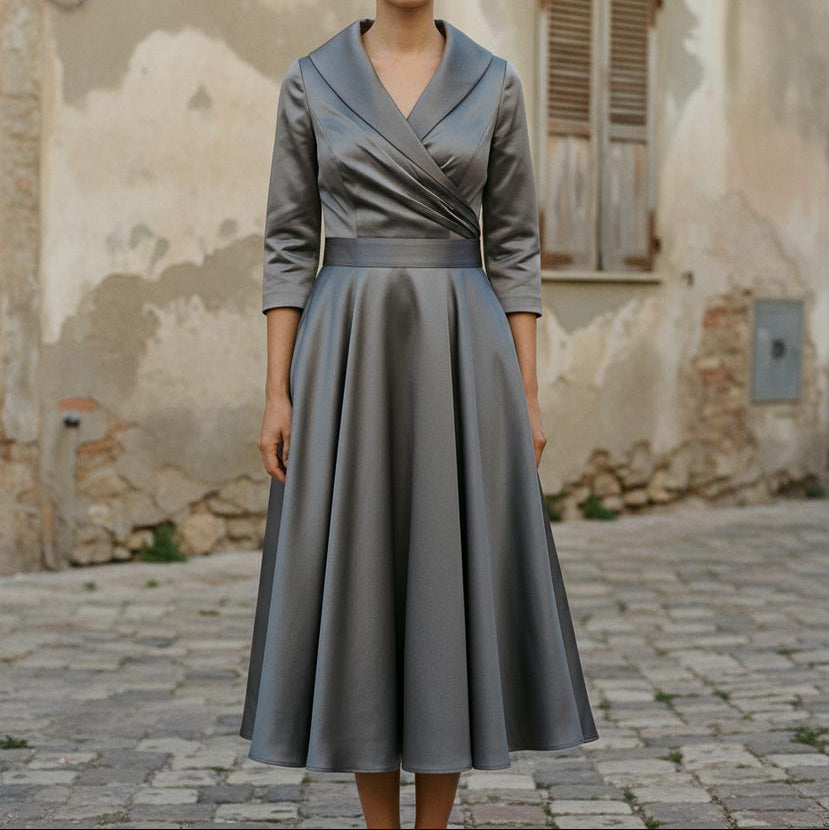 Halomi | Elegantes Wickelkleid mit breitem Kragen