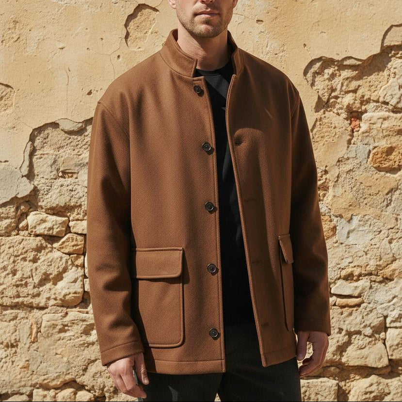 Herren-Hemdjacke | Locker geschnittener Wollmix-Mantel