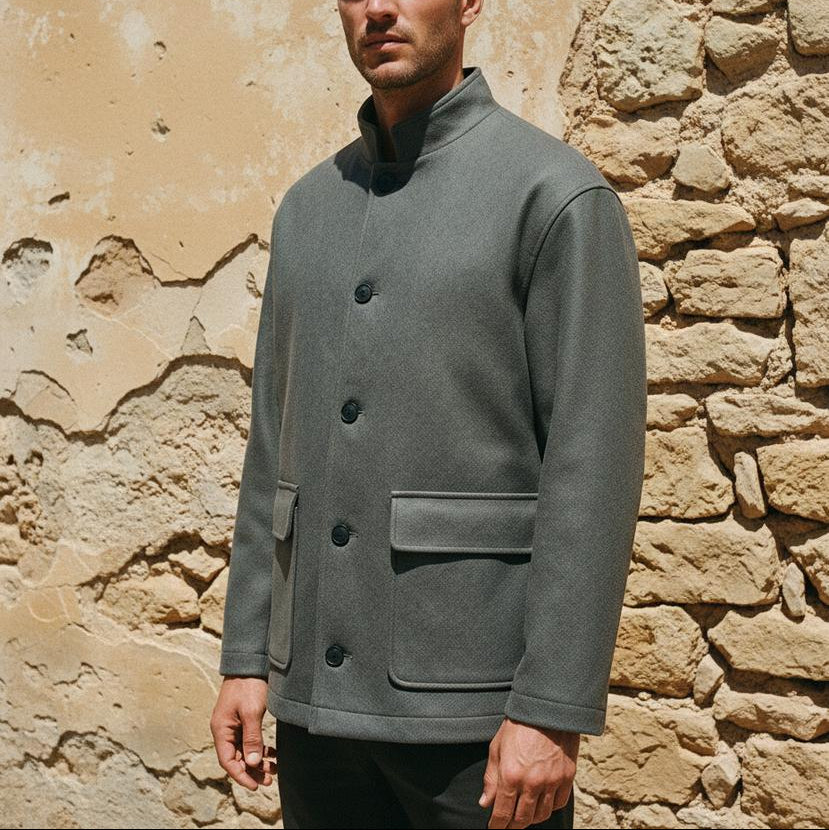 Herren-Hemdjacke | Locker geschnittener Wollmix-Mantel