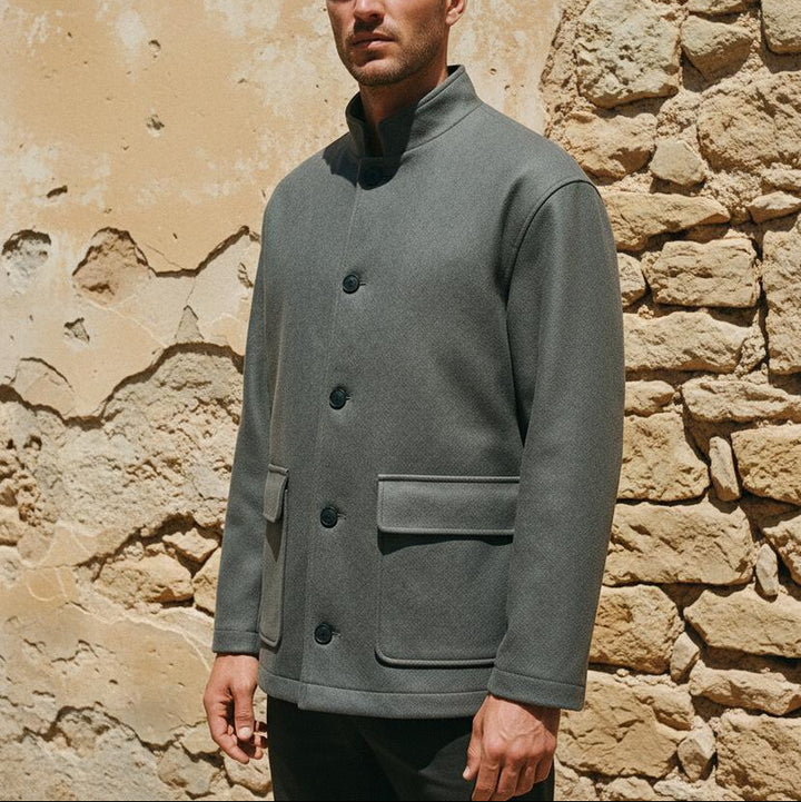 Herren-Hemdjacke | Locker geschnittener Wollmix-Mantel