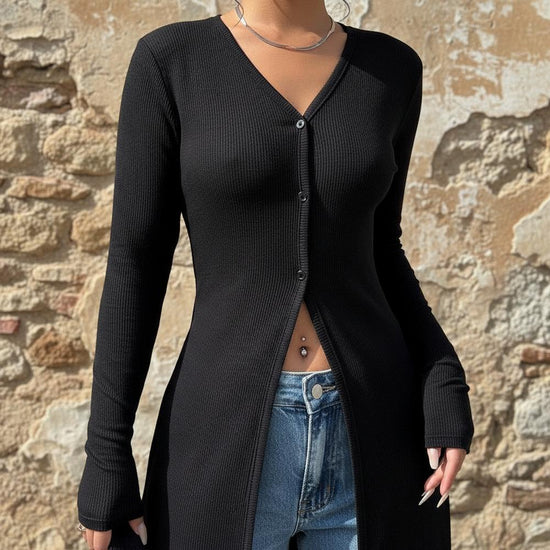 Sator | Gerippte Figurbetonte Strickjacke