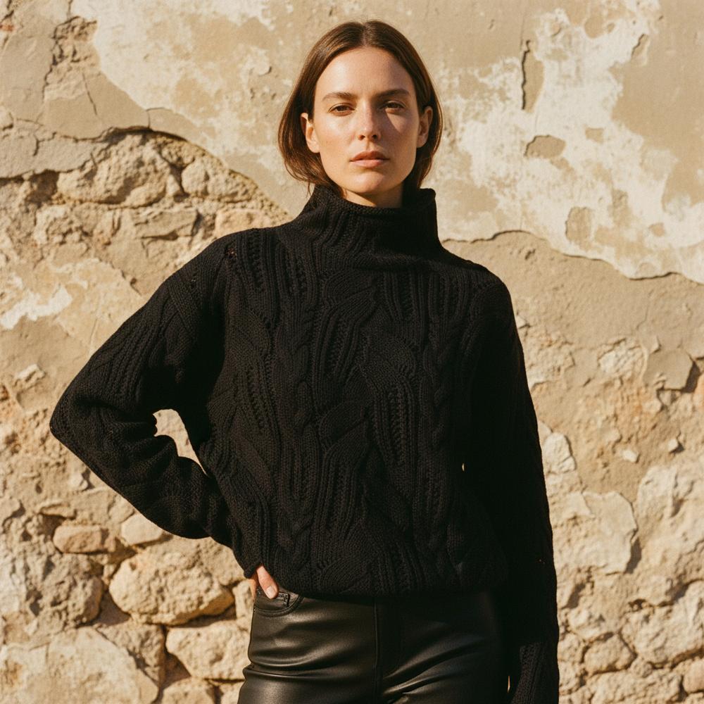Yoral | Strukturiert Grobgestrickt Rollkragenpullover