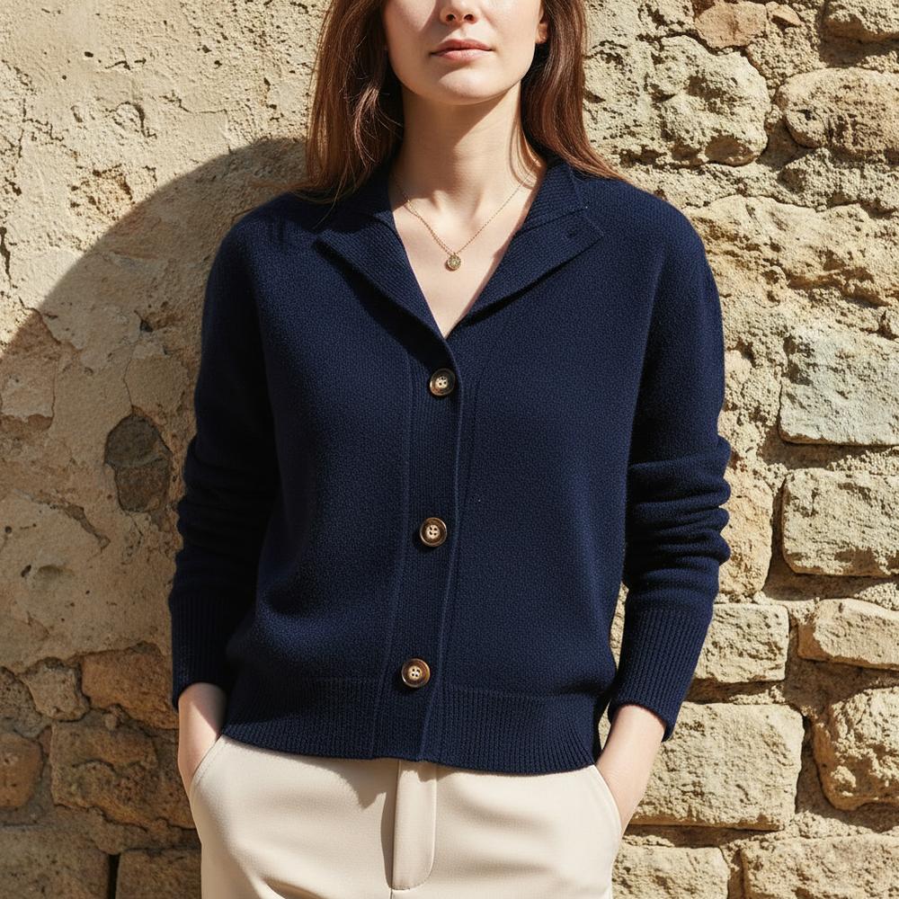Lemin | Feingestrickte Geknöpfte Strickjacke