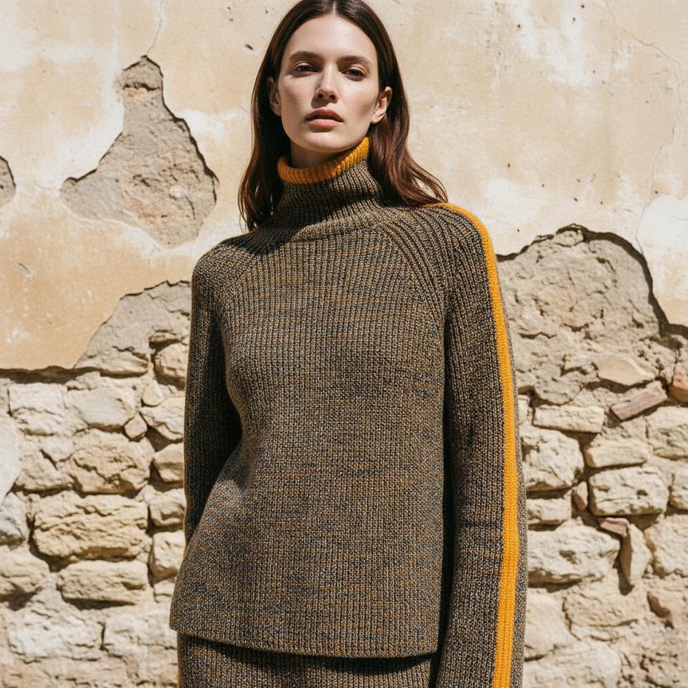 Niram | Gerippter Melierter Rollkragenpullover