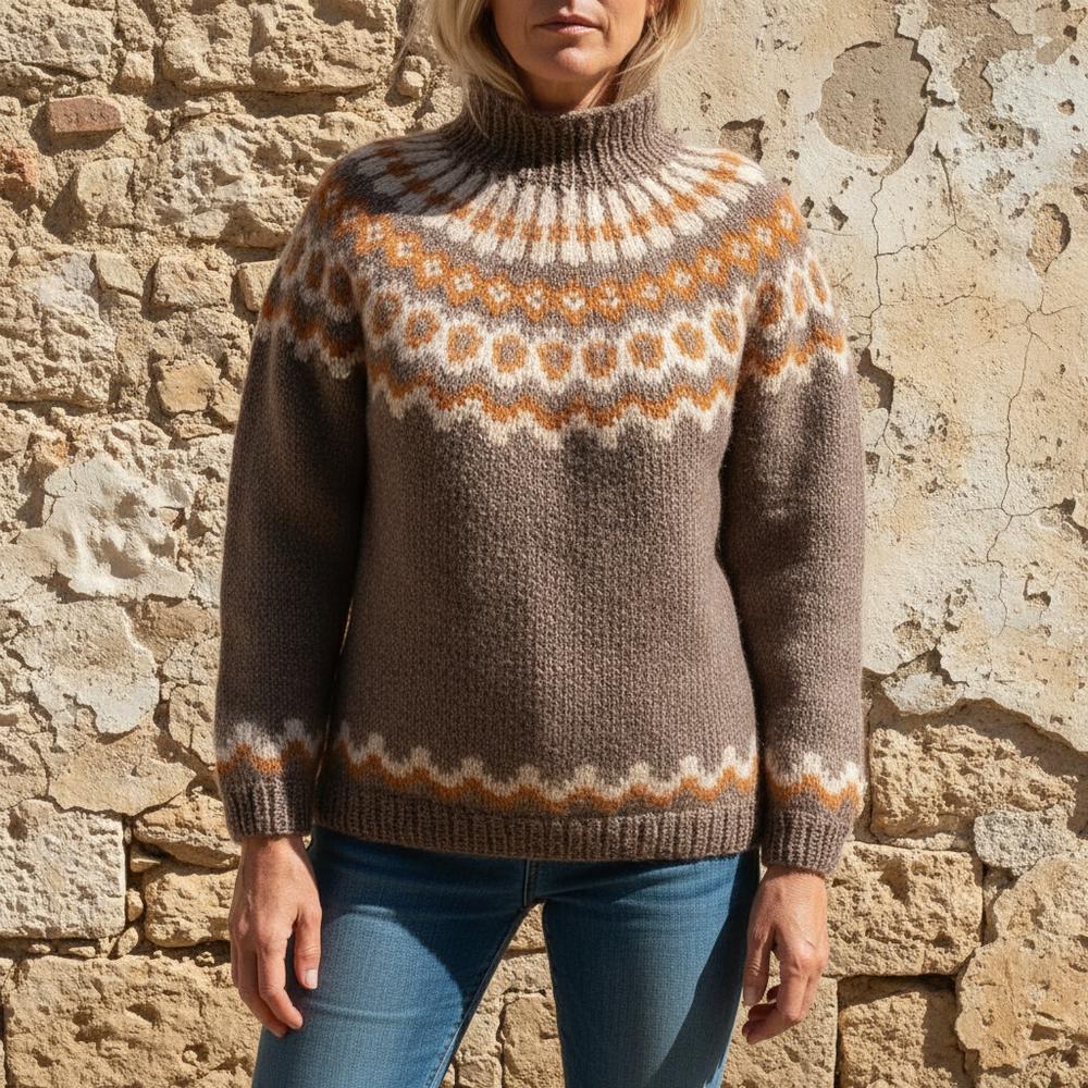 Lolan | Gemusterter Gestrickter Rollkragenpullover