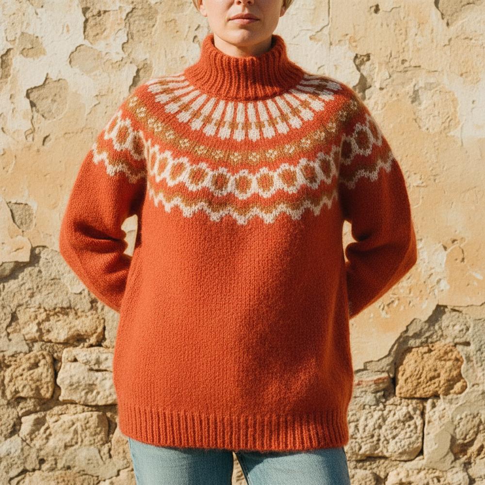 Lolan | Gemusterter Gestrickter Rollkragenpullover