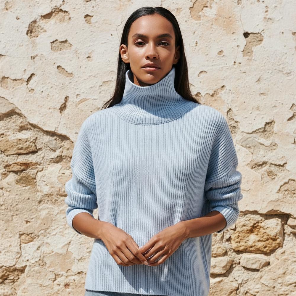 Lamor | Gerippter Weiter Rollkragenpullover