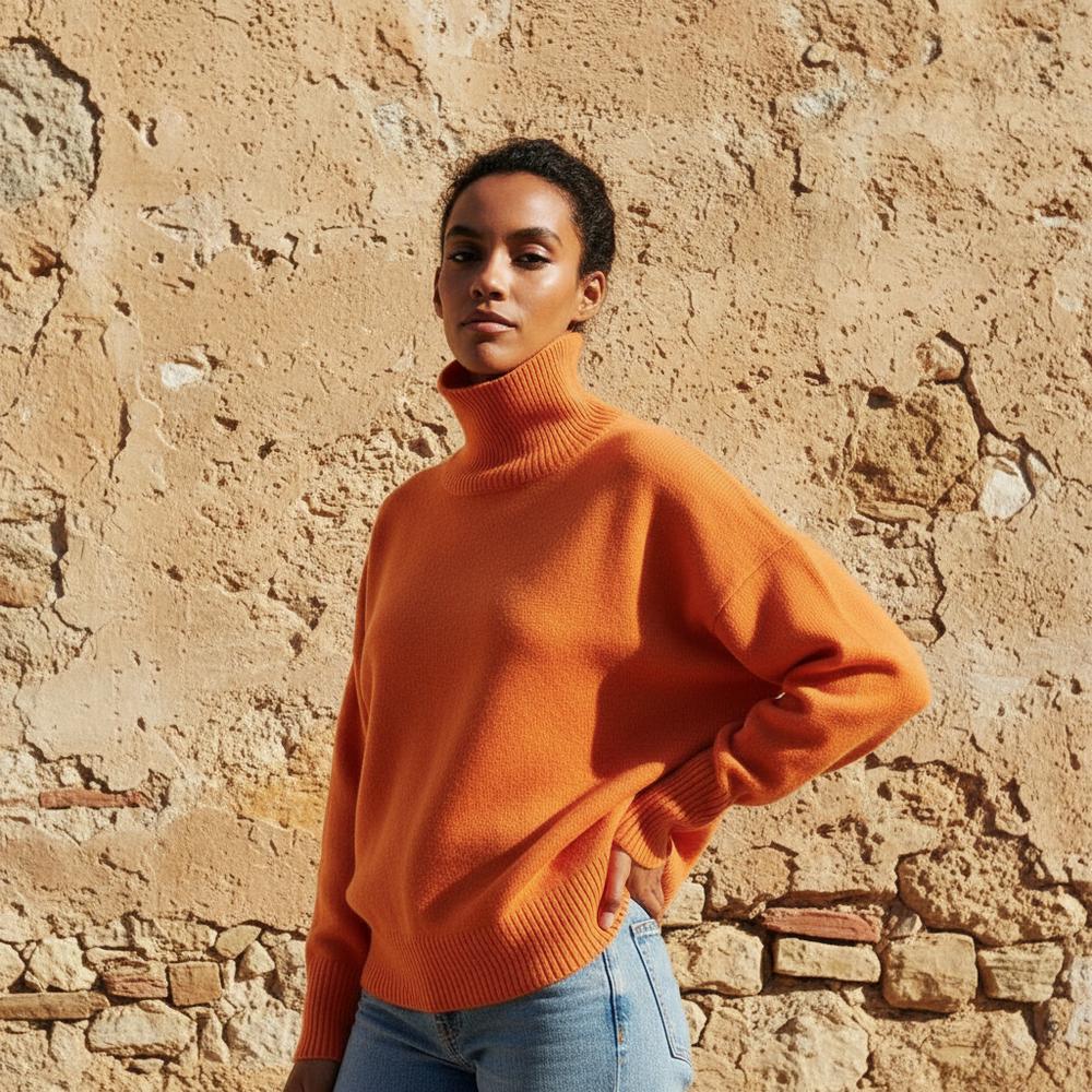 Lamor | Gerippter Weiter Rollkragenpullover