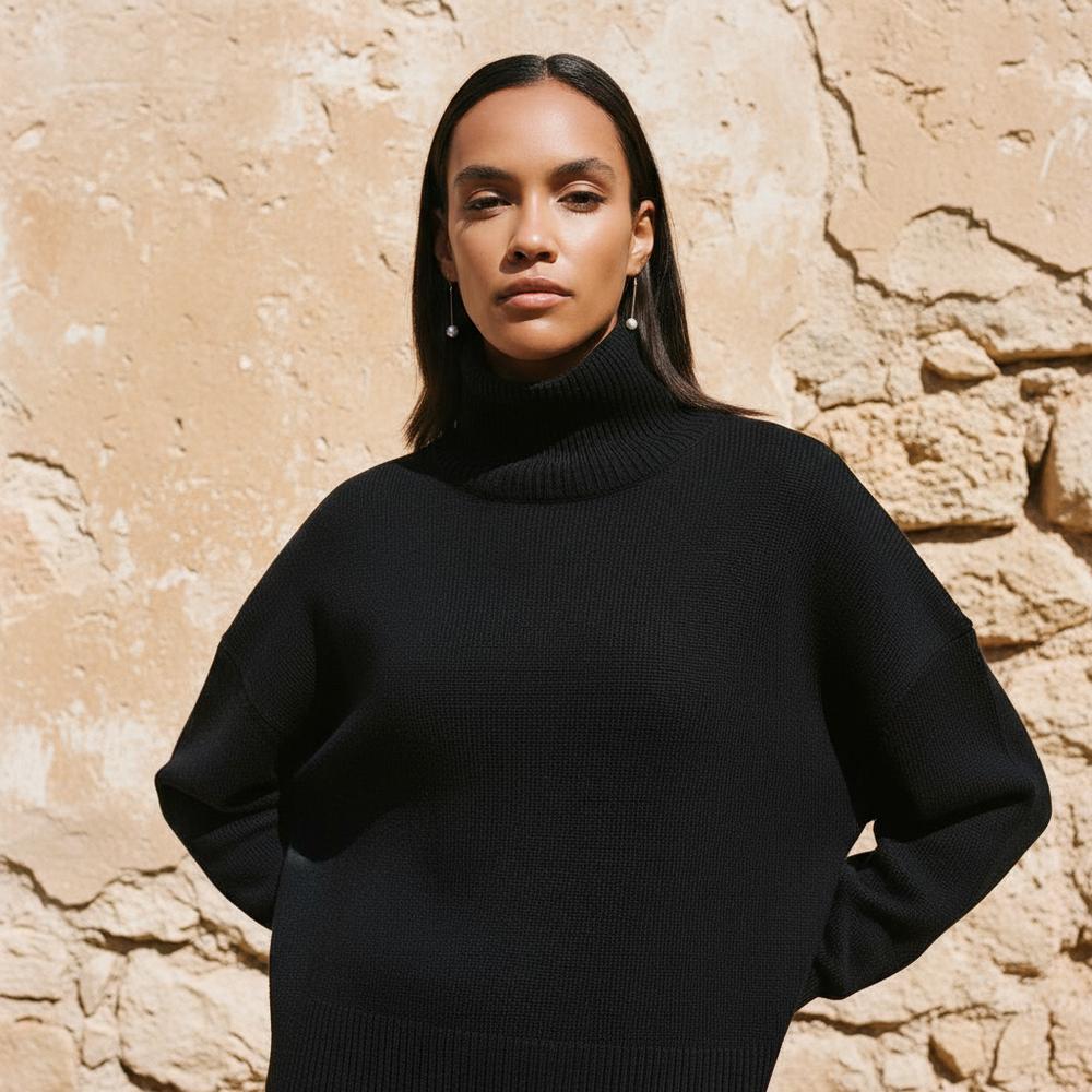 Lamor | Gerippter Weiter Rollkragenpullover