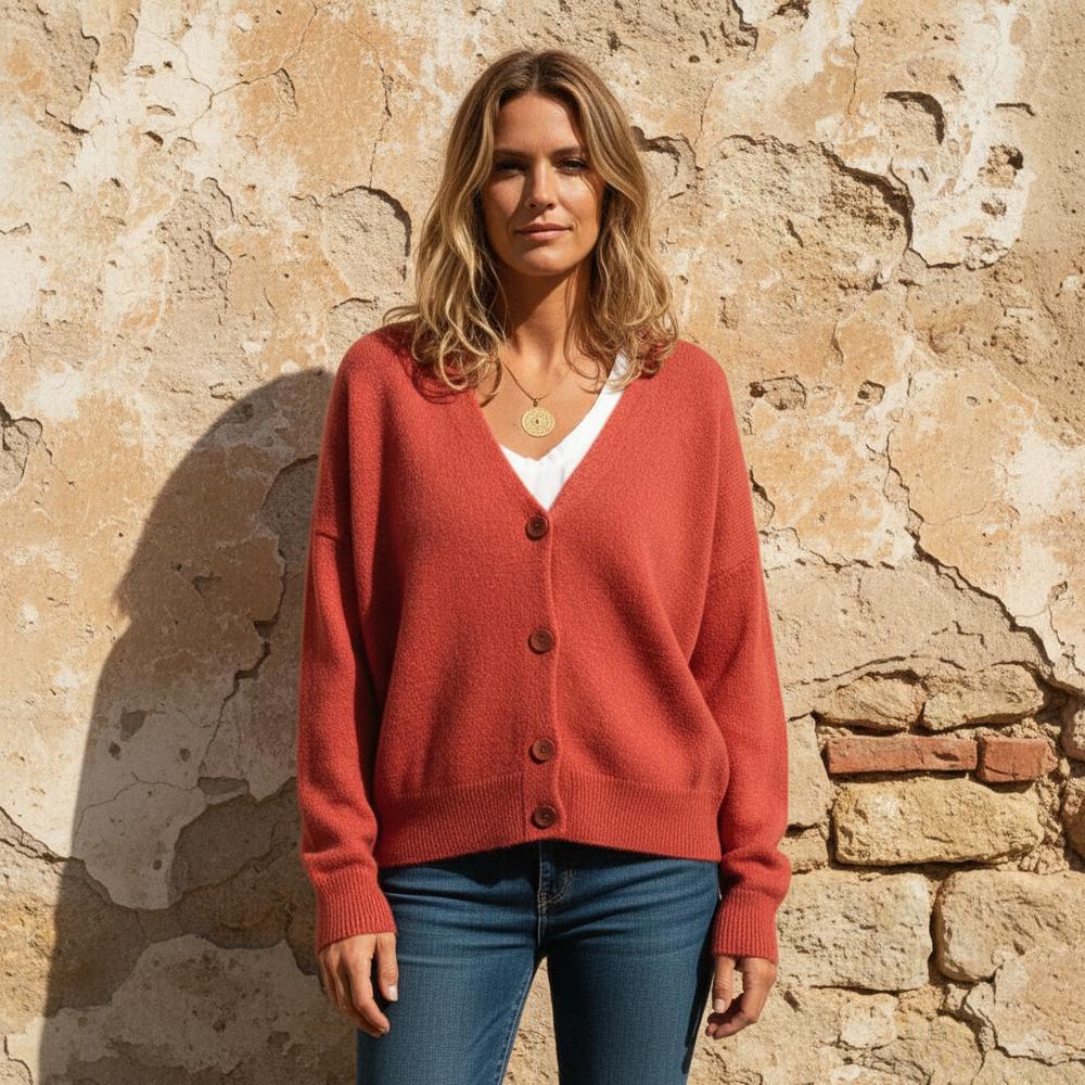 Ronal | V-förmige Dreiviertellange Strickjacke