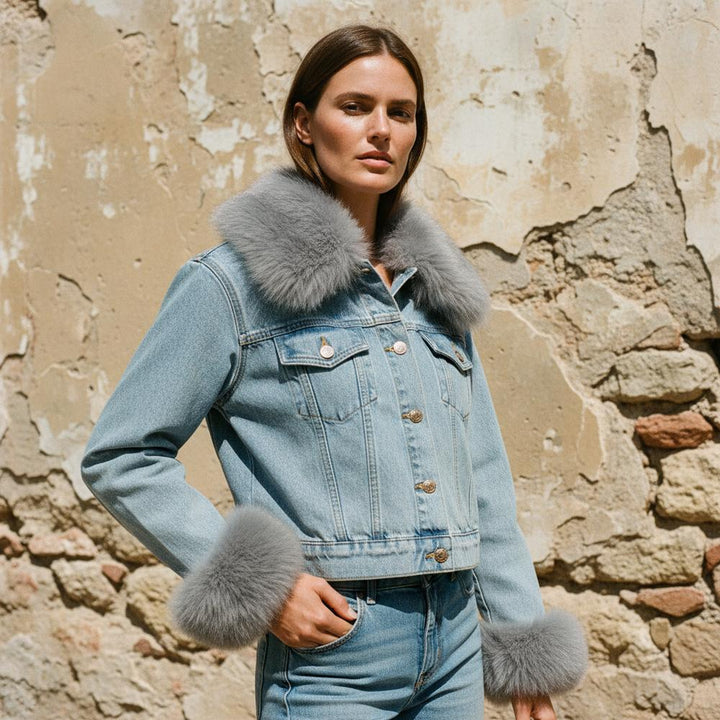 Romel | Pelzbesetzte Denim Jacke