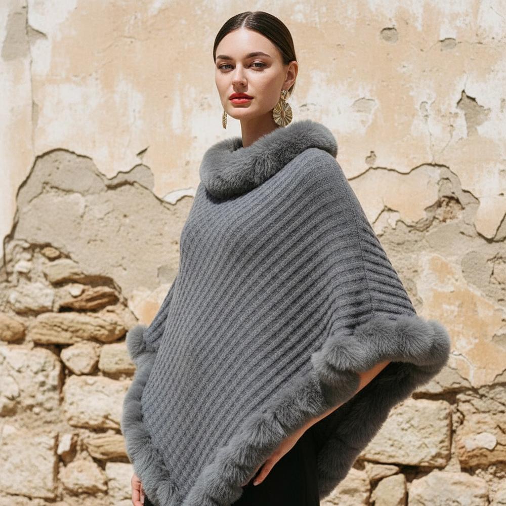 Veran | Pelzbesetzter Strukturierter Rollkragenpullover
