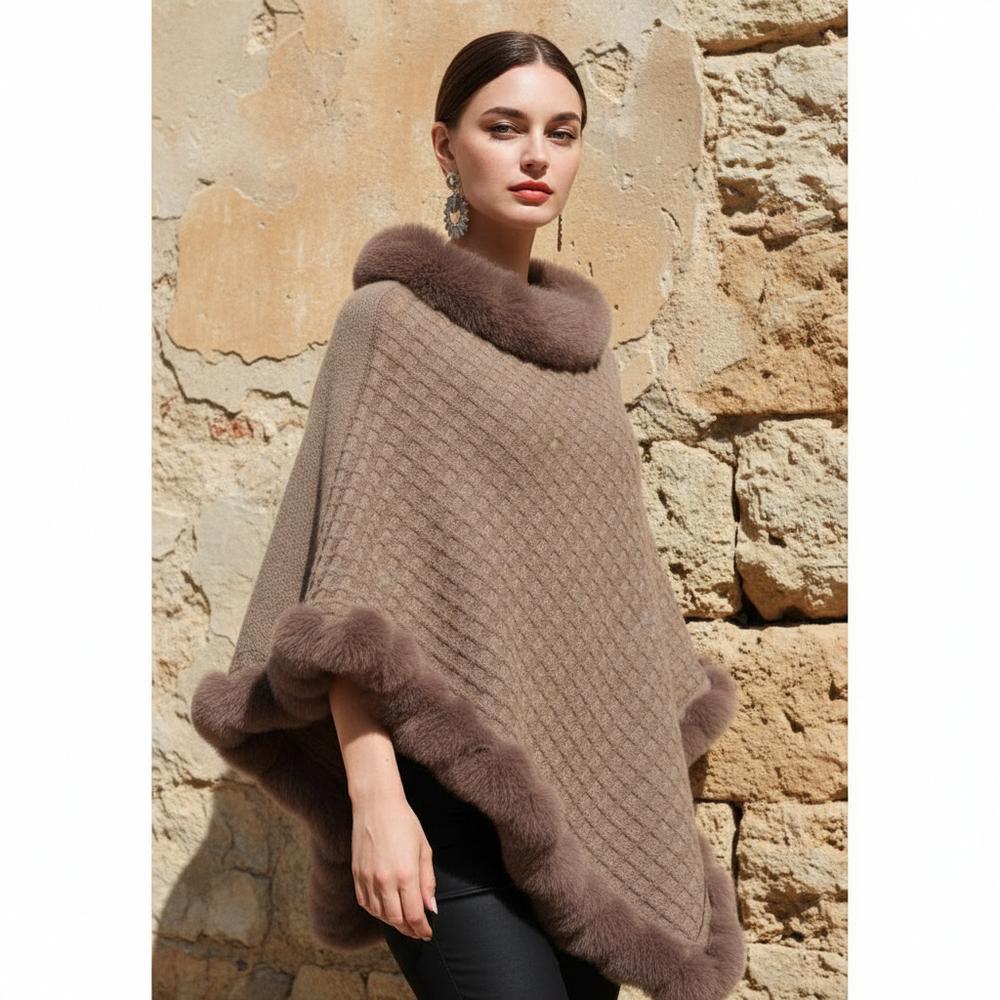 Veran | Pelzbesetzter Strukturierter Rollkragenpullover