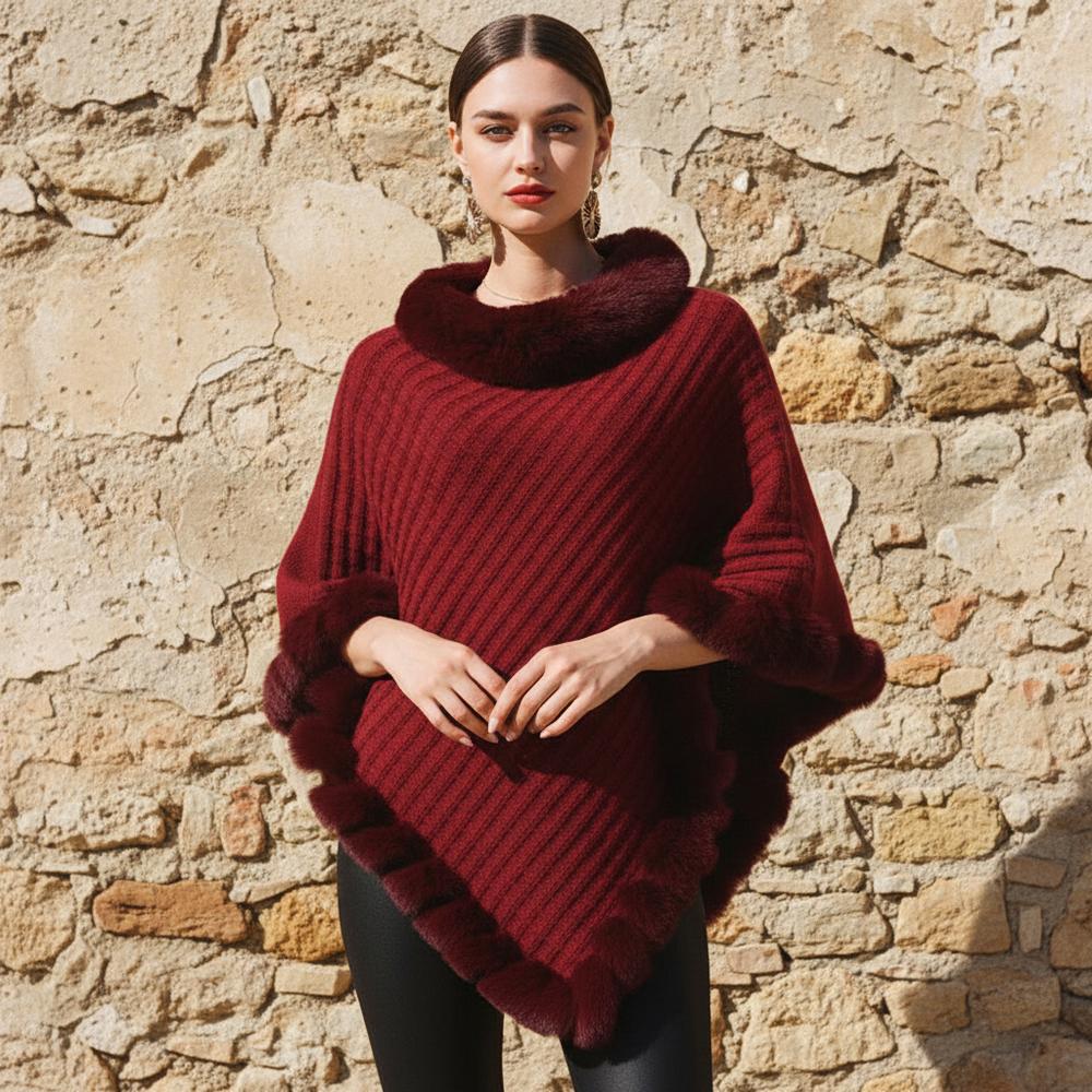 Veran | Pelzbesetzter Strukturierter Rollkragenpullover