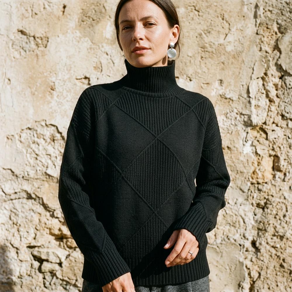 Laren | Strukturierter Strick Rollkragenpullover