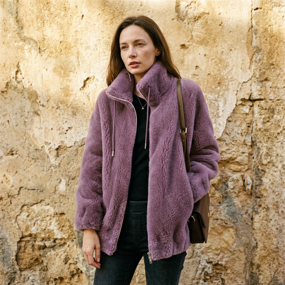 Alrel | Plüsch Stehkragen Jacke