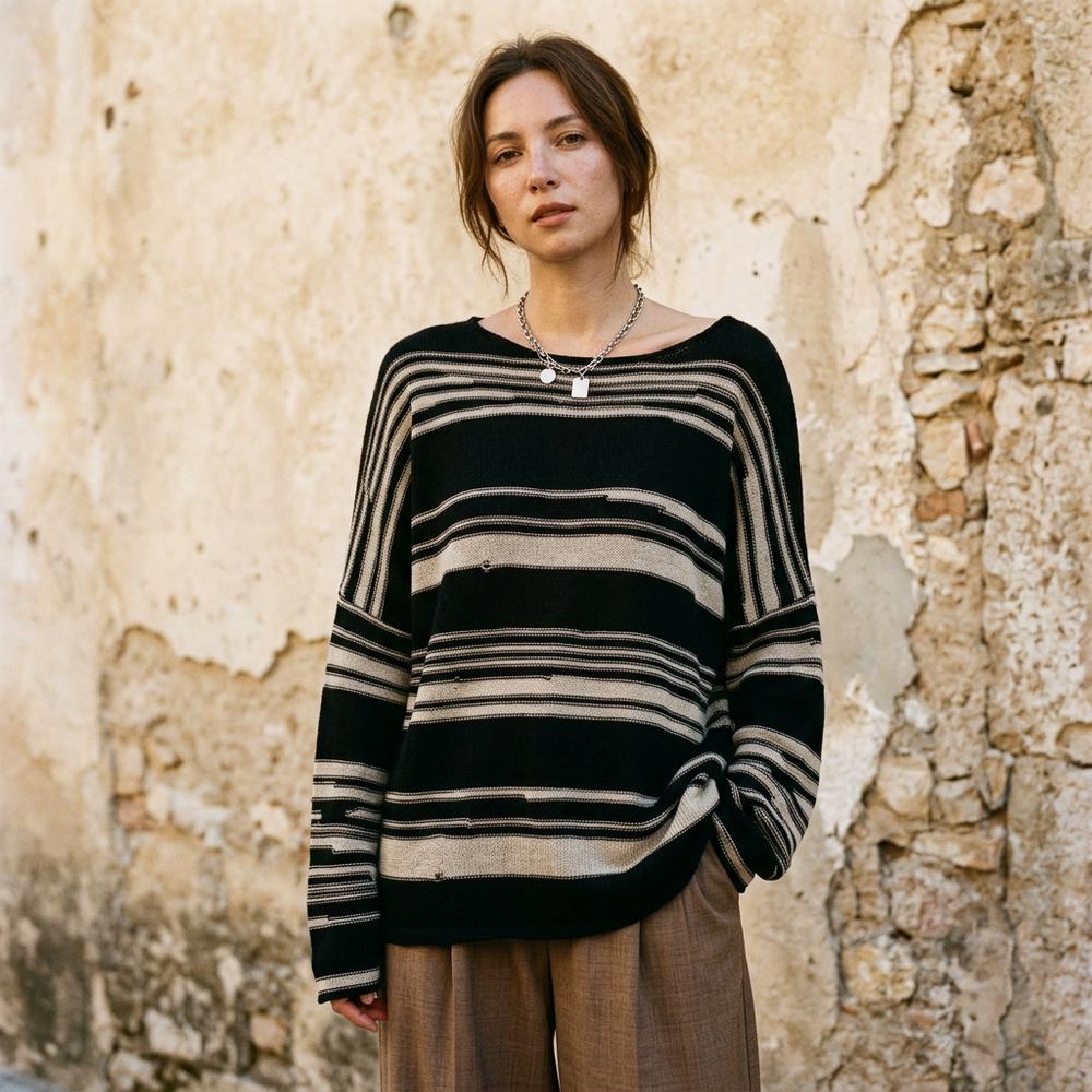 Elser | Lockerer Gestreifter Pullover