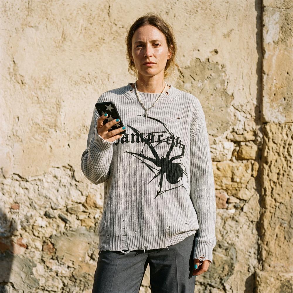 Zelen | Bedruckter Destrukturierter Pullover